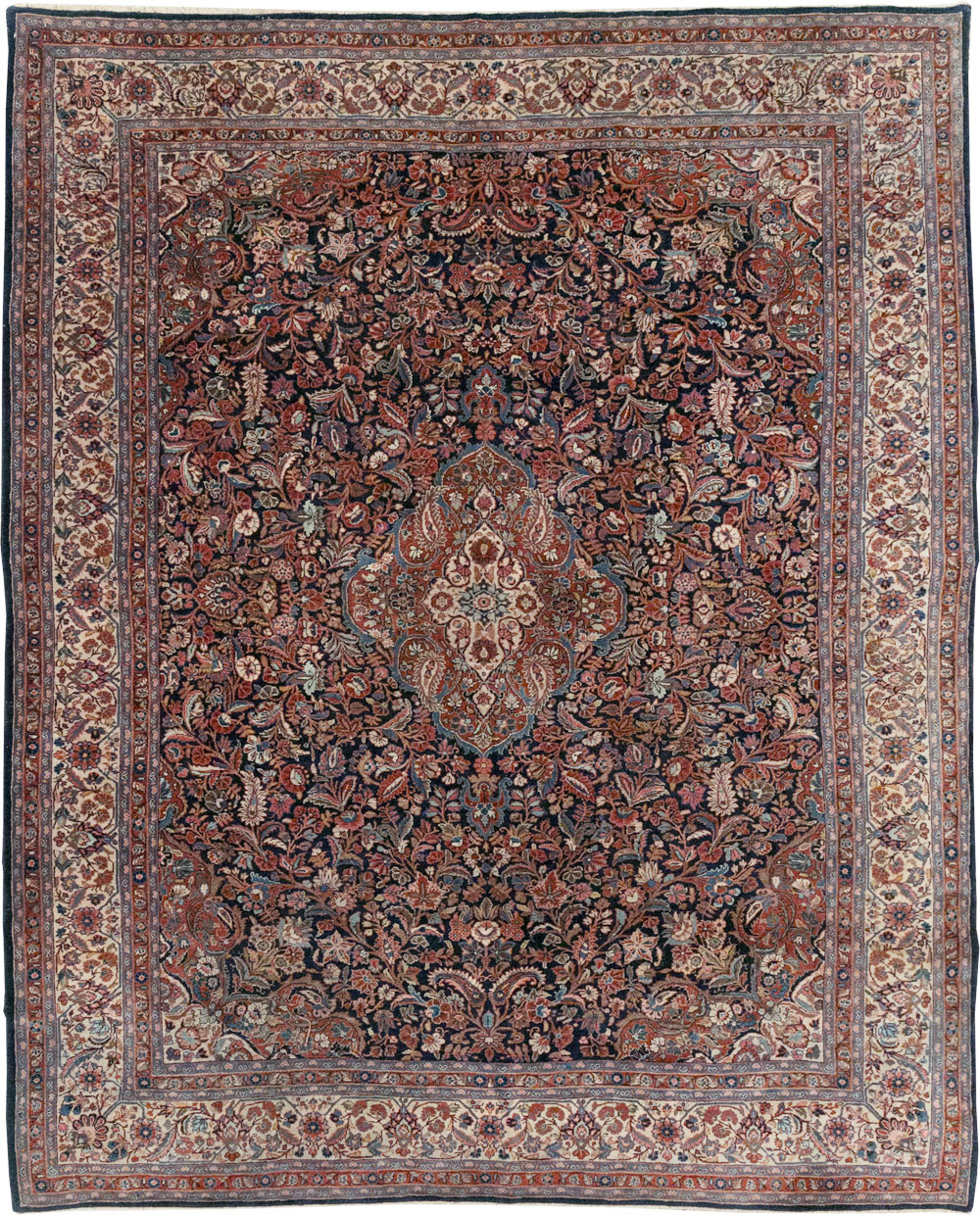 Vintage Persian Qazvin Small Room Size Carpet, No.32179 - Staging