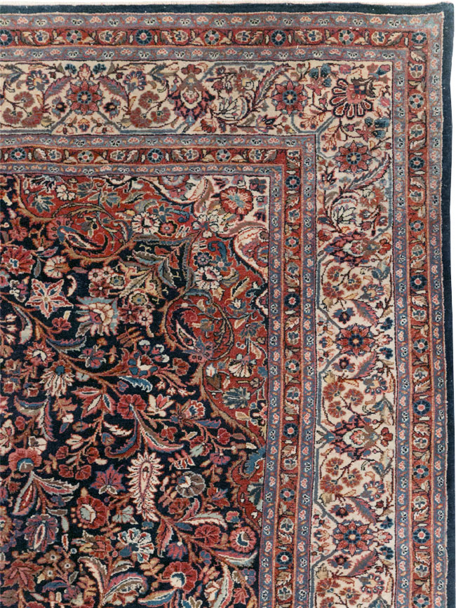 Vintage Persian Qazvin Small Room Size Carpet, No.32179 - Staging