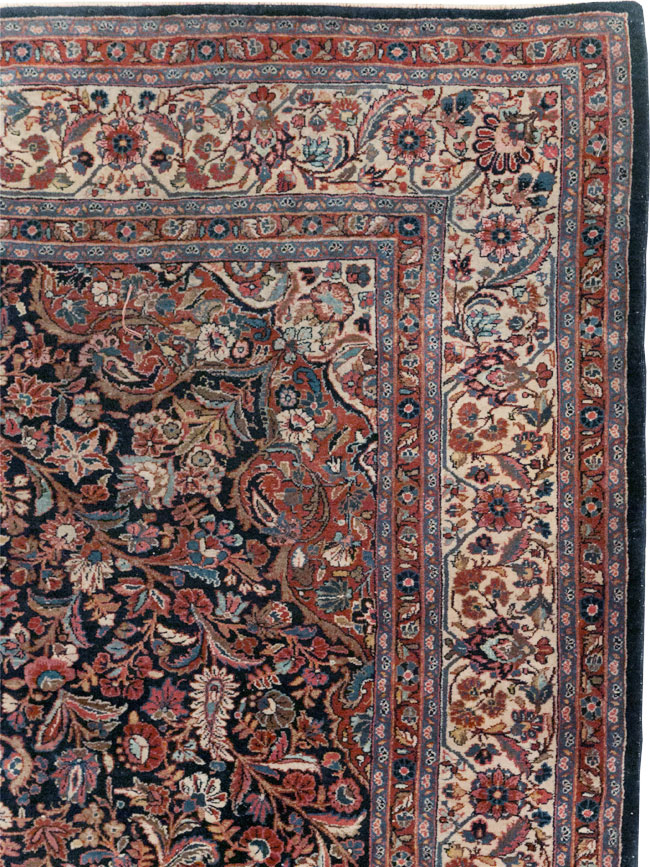 Vintage Persian Qazvin Small Room Size Carpet, No.32179 - Staging