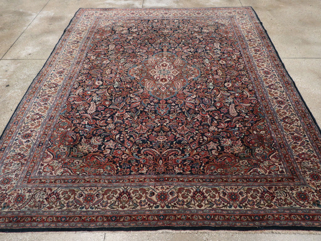 Vintage Persian Qazvin Small Room Size Carpet, No.32179 - Staging