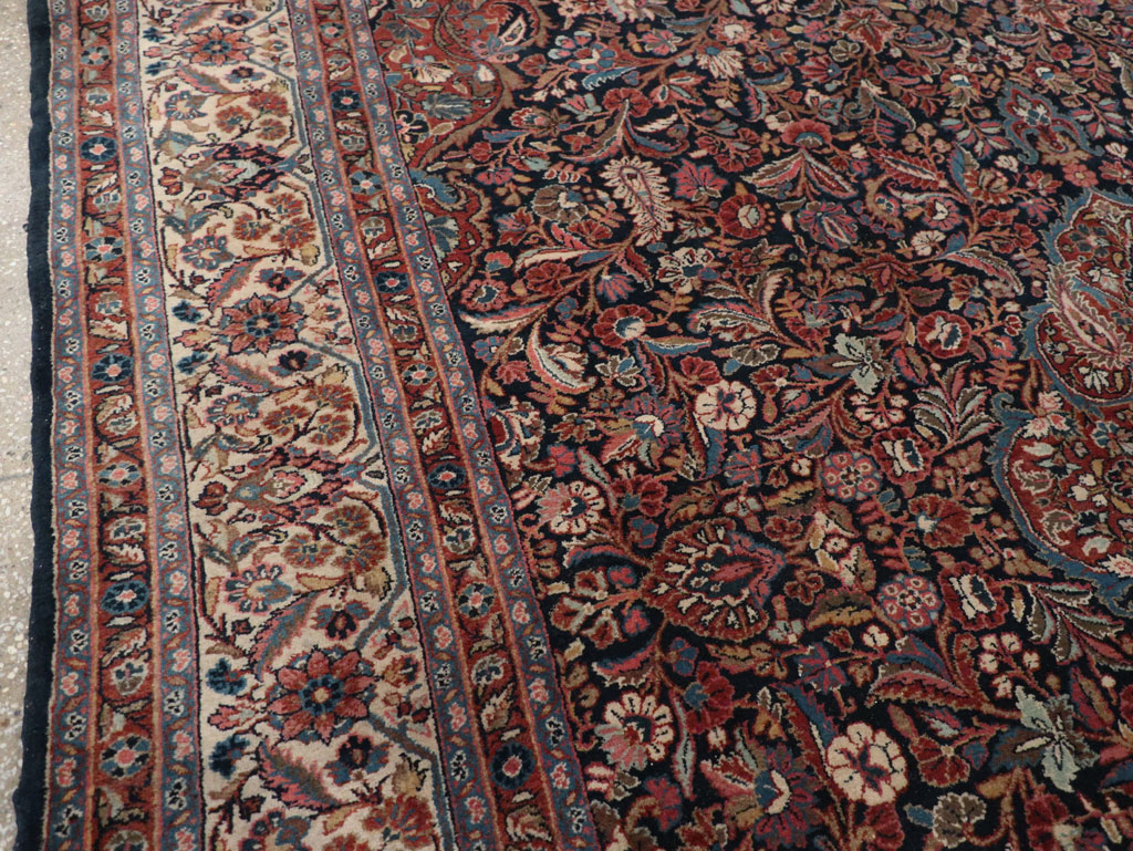 Vintage Persian Qazvin Small Room Size Carpet, No.32179 - Staging