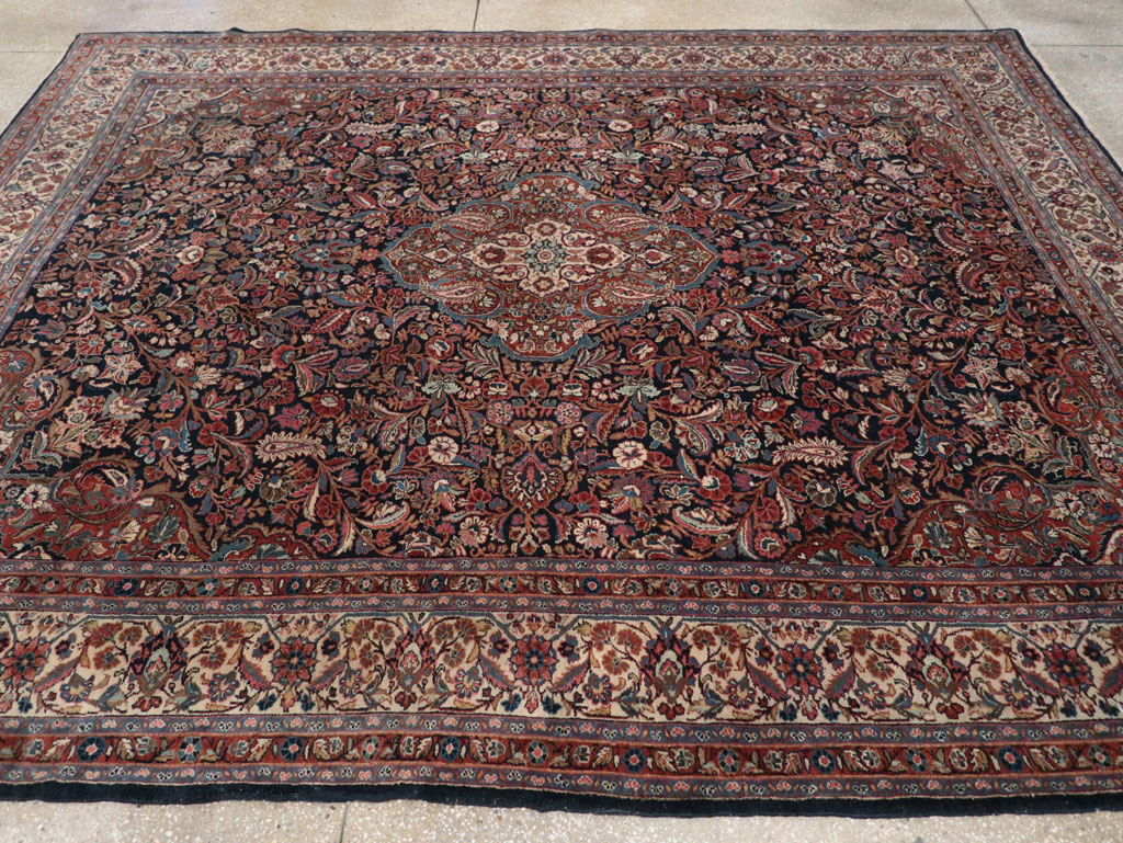 Vintage Persian Qazvin Small Room Size Carpet, No.32179 - Staging