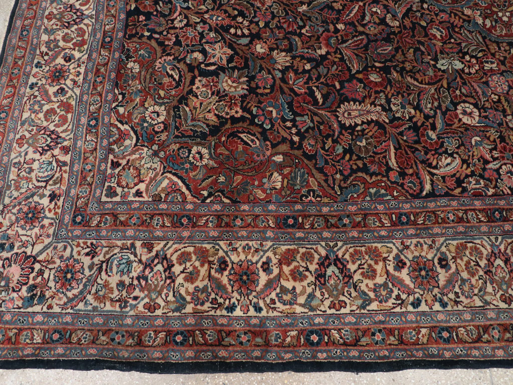 Vintage Persian Qazvin Small Room Size Carpet, No.32179 - Staging