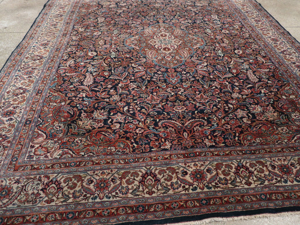 Vintage Persian Qazvin Small Room Size Carpet, No.32179 - Staging
