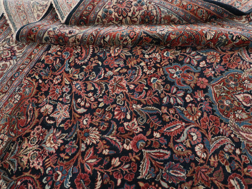 Vintage Persian Qazvin Small Room Size Carpet, No.32179 - Staging