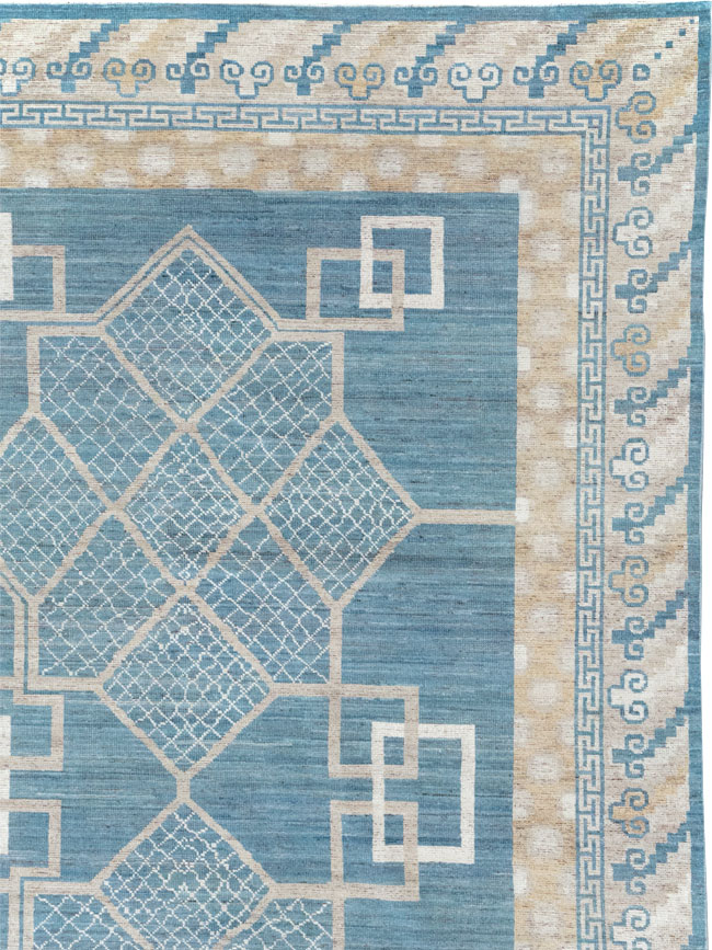 Modern East Turkestan Khotan Room Size Carpet, No.32186 - Staging