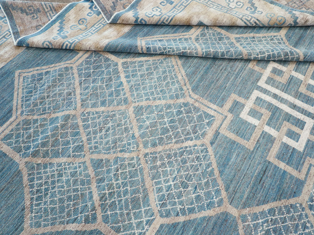 Modern East Turkestan Khotan Room Size Carpet, No.32186 - Staging