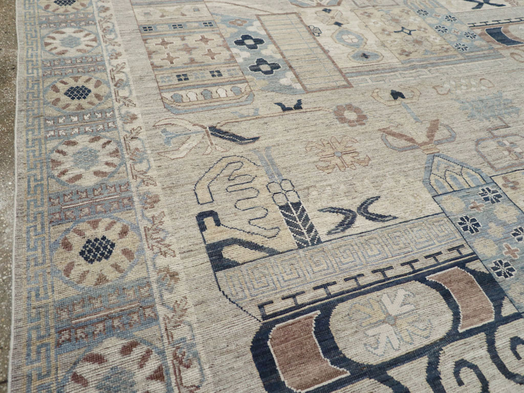 Modern East Turkestan Pictorial Vase Khotan Room Size Carpet, No.32187 - Staging
