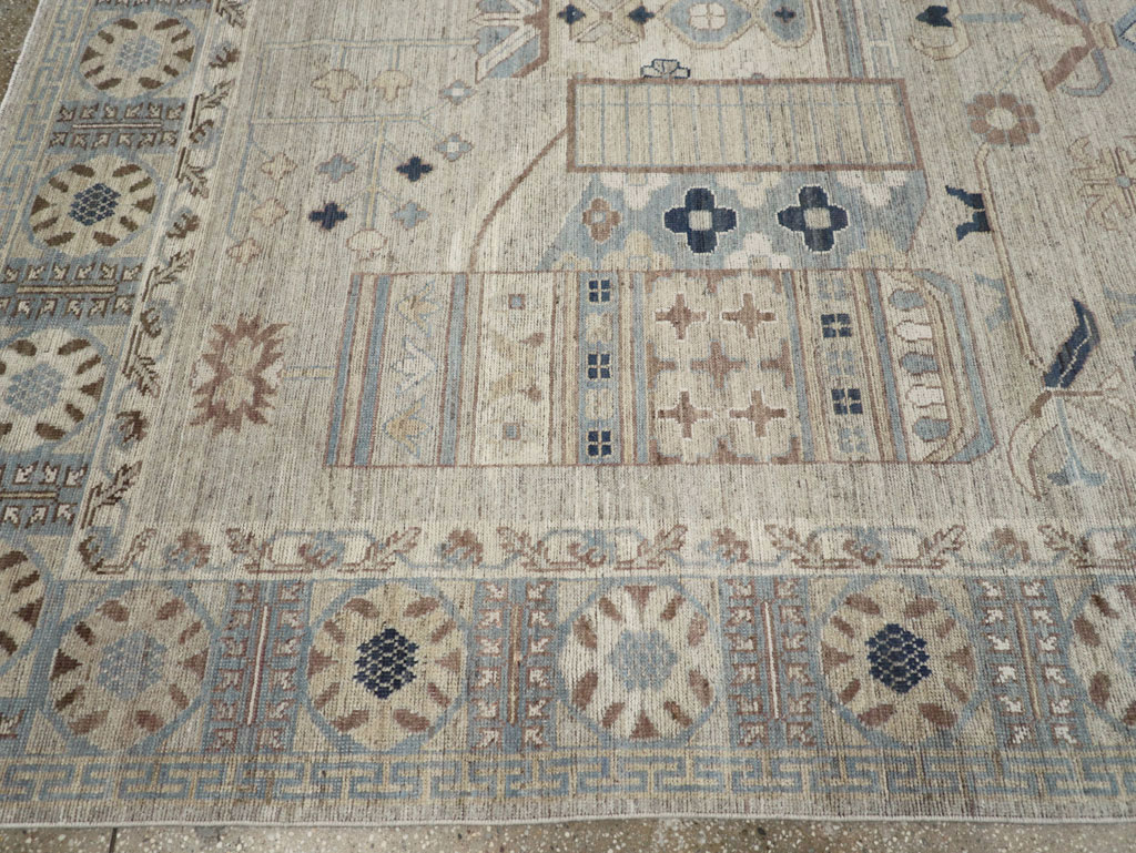 Modern East Turkestan Pictorial Vase Khotan Room Size Carpet, No.32187 - Staging