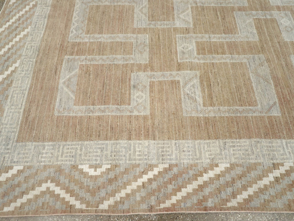 African Tuareg Inspired Modern East Turkestan Khotan Room Size Carpet, No.32188 - Staging