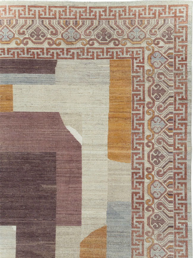 Modern East Turkestan Khotan Room Size Carpet, No.32190 - Staging