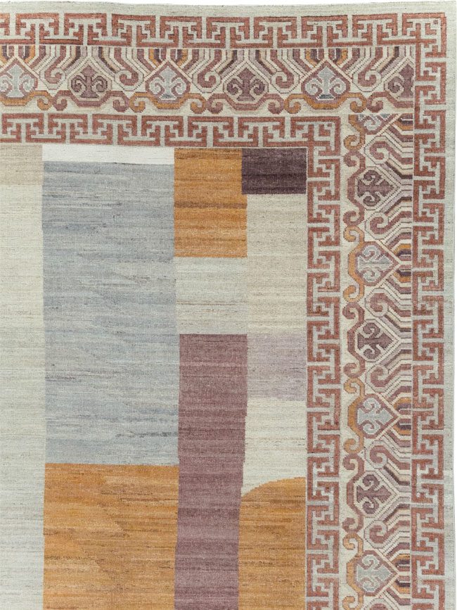 Modern East Turkestan Khotan Room Size Carpet, No.32190 - Staging