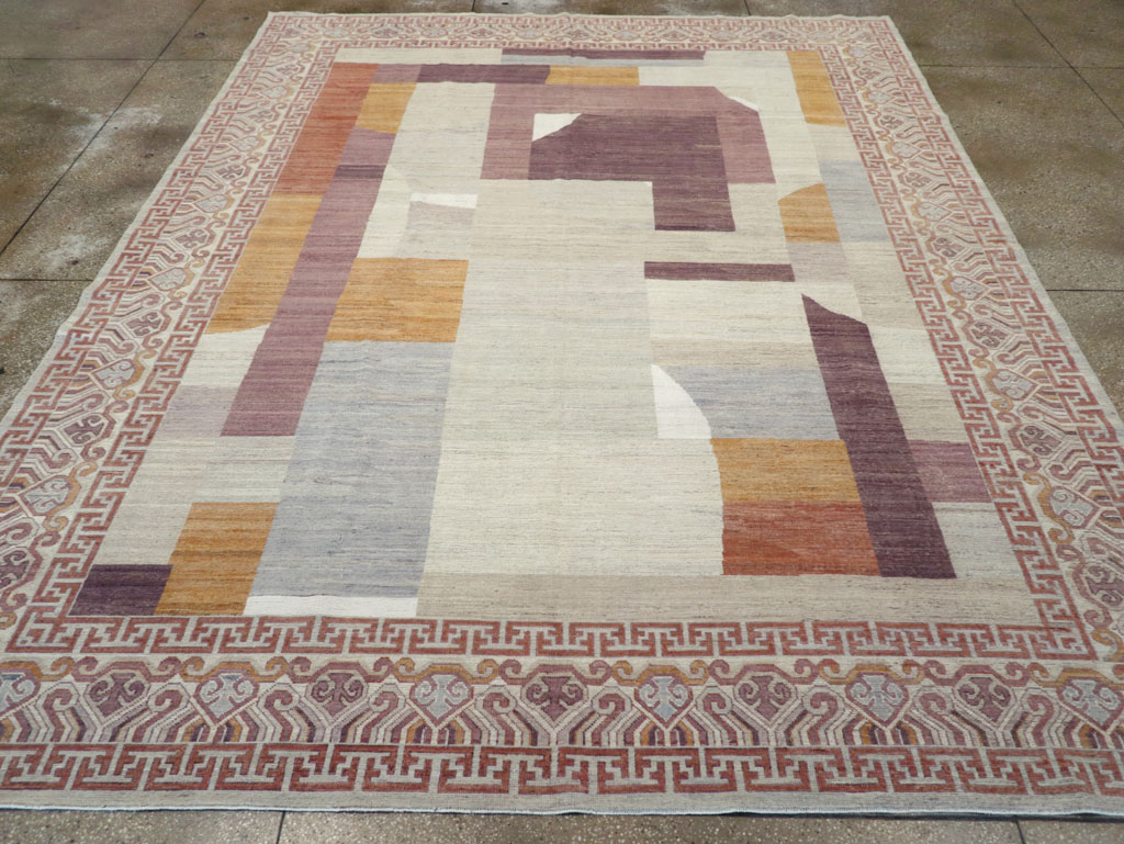 Modern East Turkestan Khotan Room Size Carpet, No.32190 - Staging