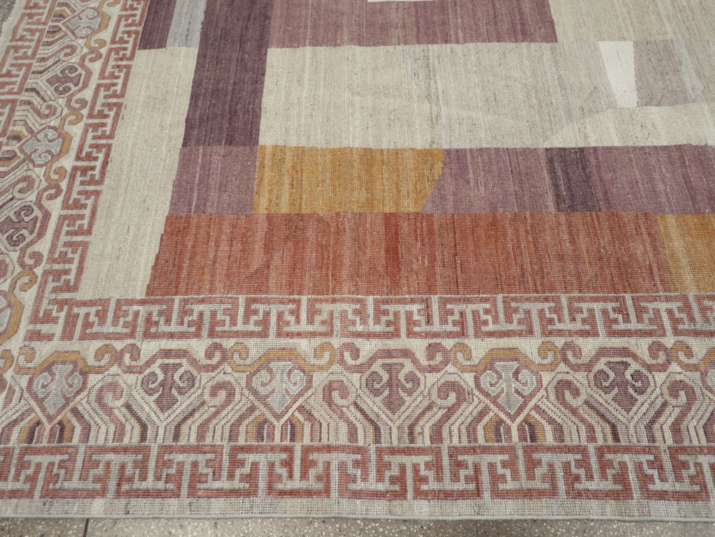 Modern East Turkestan Khotan Room Size Carpet, No.32190 - Staging