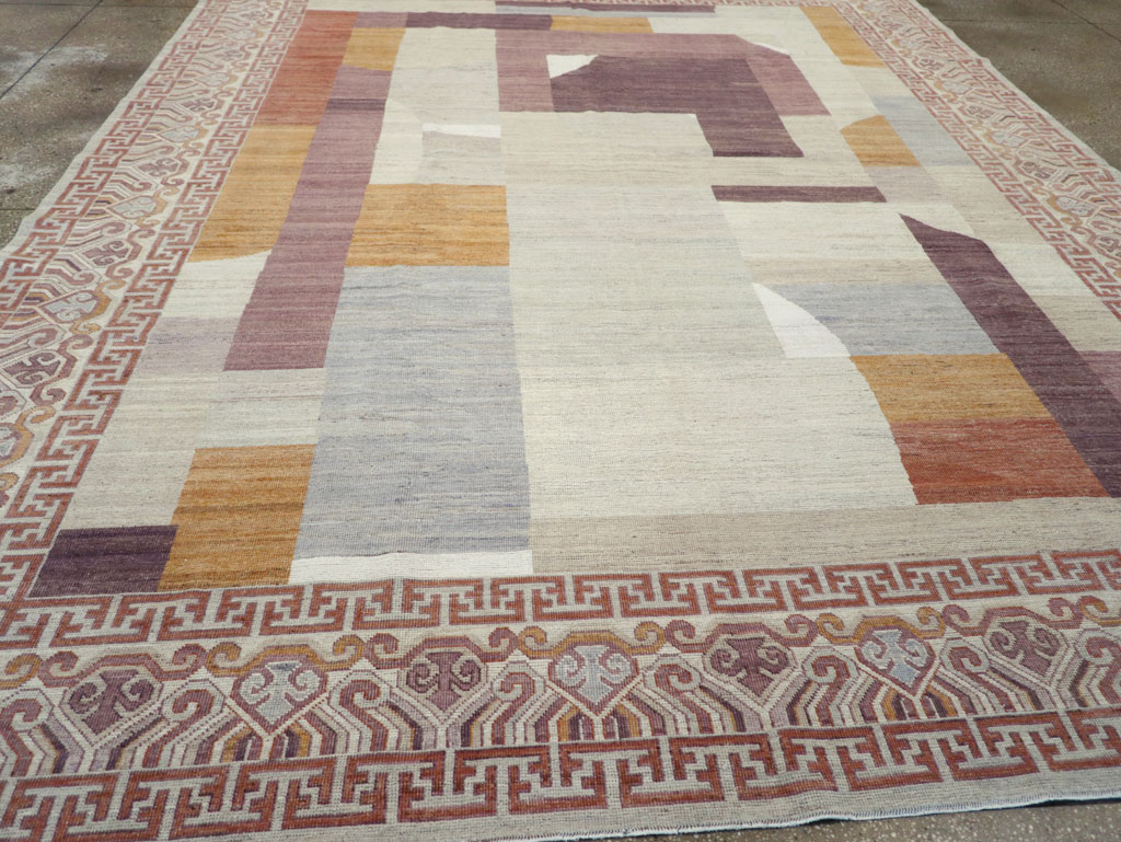 Modern East Turkestan Khotan Room Size Carpet, No.32190 - Staging