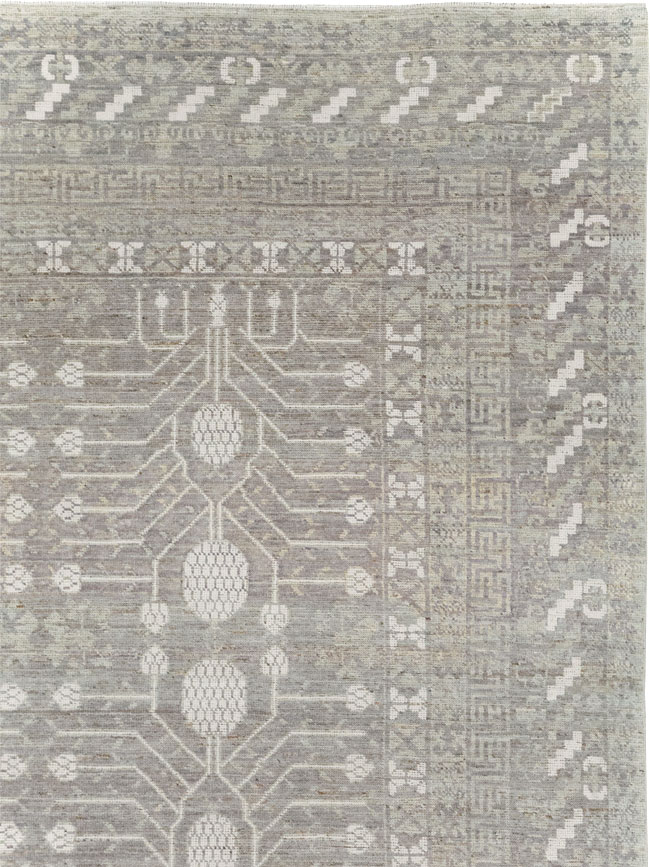 Modern East Turkestan Khotan Room Size Carpet, No.32192 - Staging