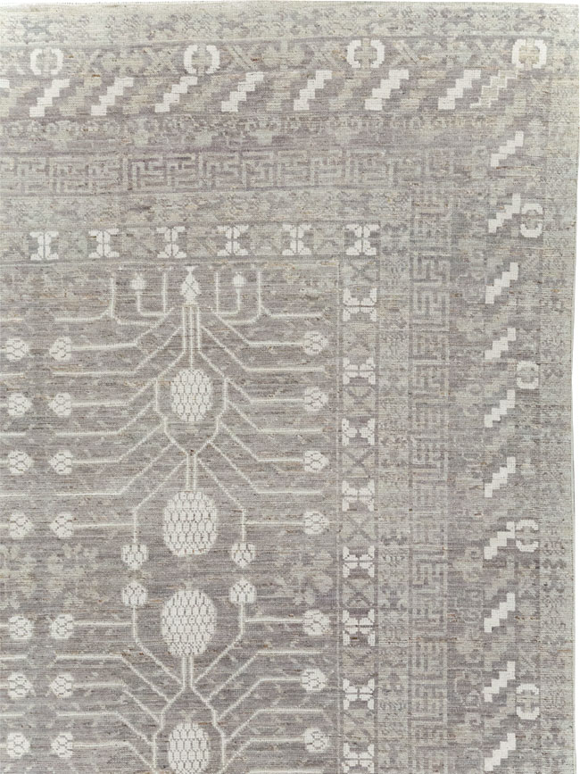 Modern East Turkestan Khotan Room Size Carpet, No.32192 - Staging