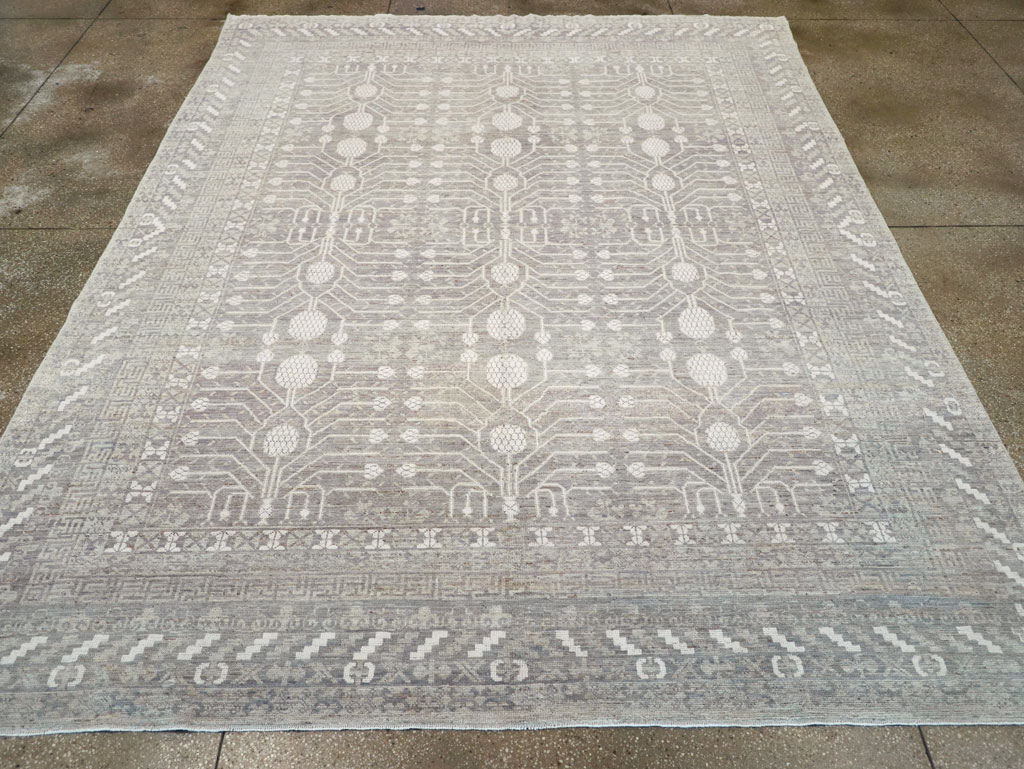 Modern East Turkestan Khotan Room Size Carpet, No.32192 - Staging