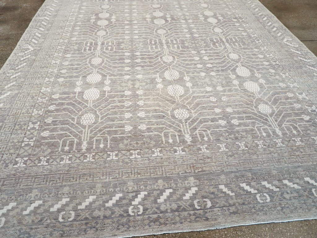 Modern East Turkestan Khotan Room Size Carpet, No.32192 - Staging