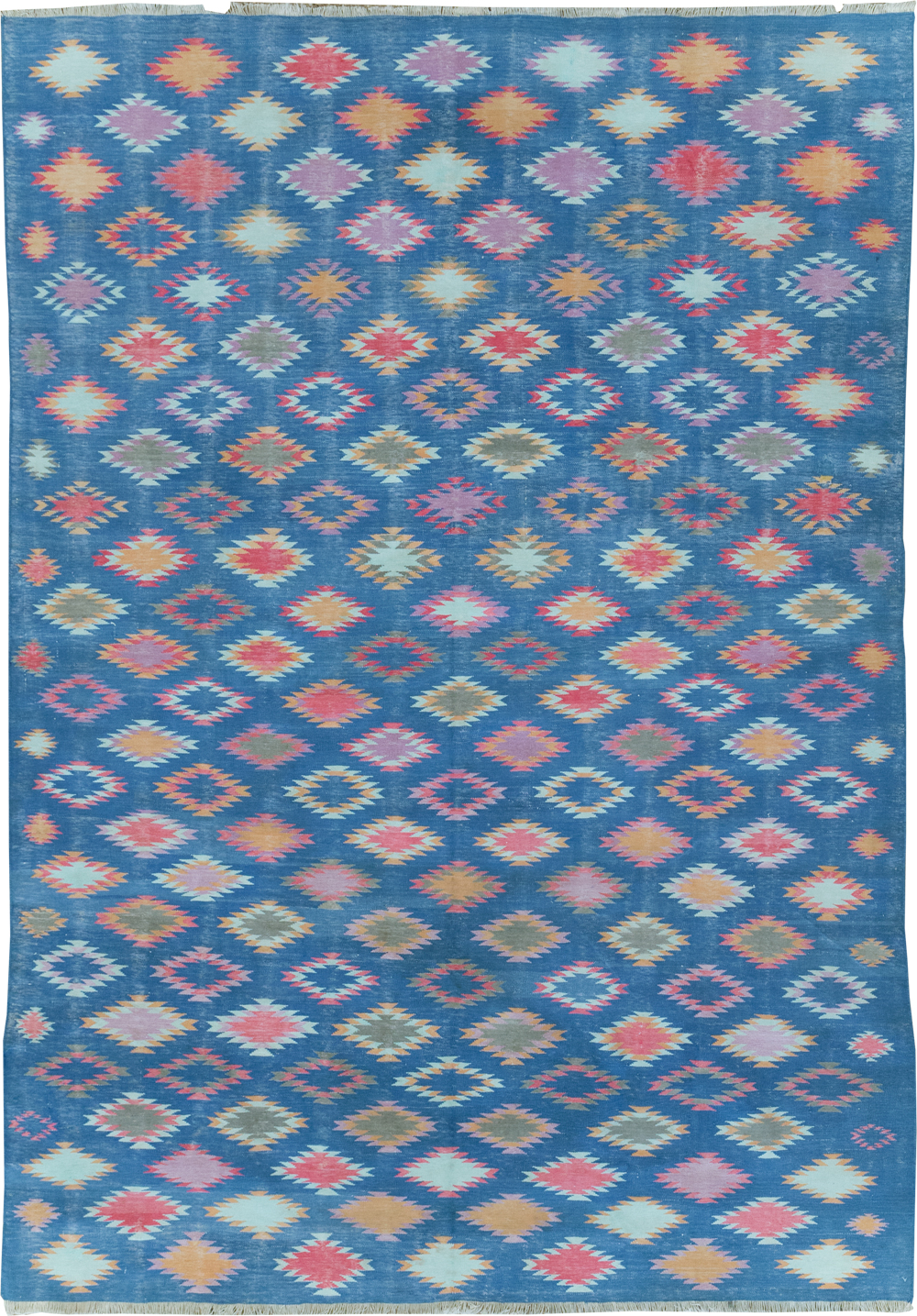Vintage Indian Flatweave Cotton Dhurrie Accent Rug, No.32194 - Staging