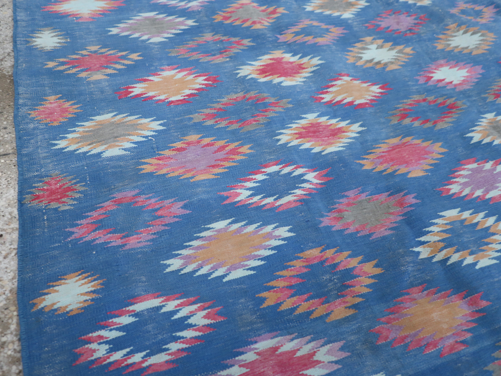 Vintage Indian Flatweave Cotton Dhurrie Accent Rug, No.32194 - Staging