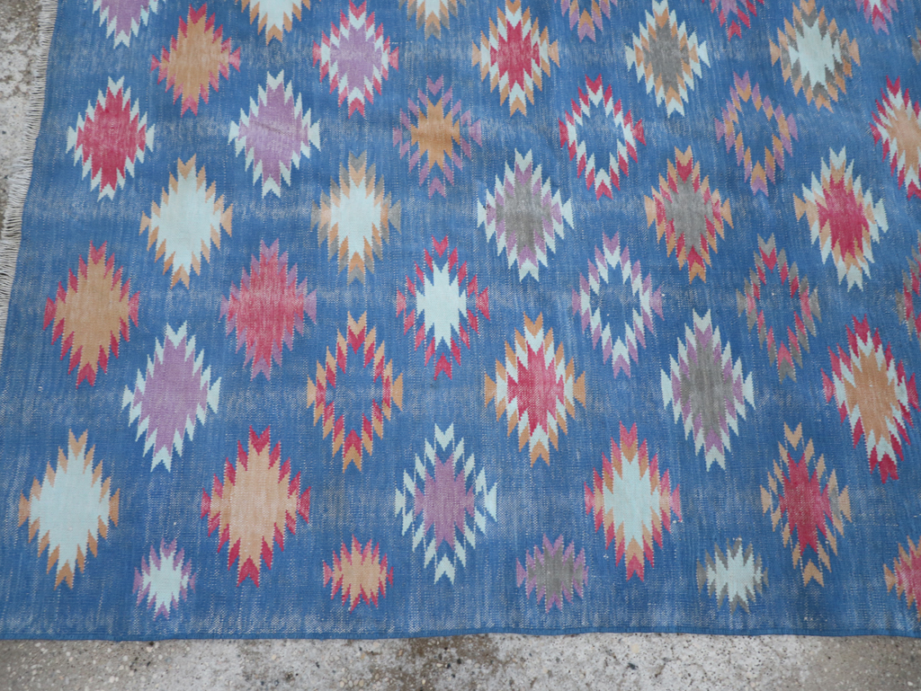 Vintage Indian Flatweave Cotton Dhurrie Accent Rug, No.32194 - Staging