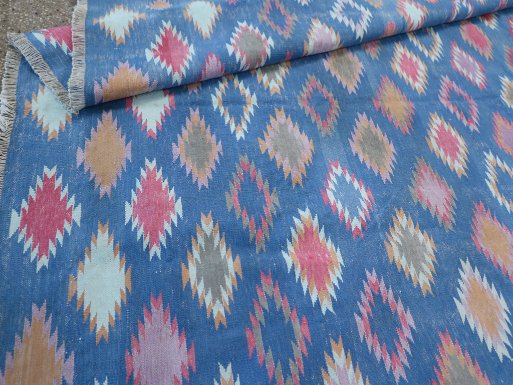 Vintage Indian Flatweave Cotton Dhurrie Accent Rug, No.32194 - Staging