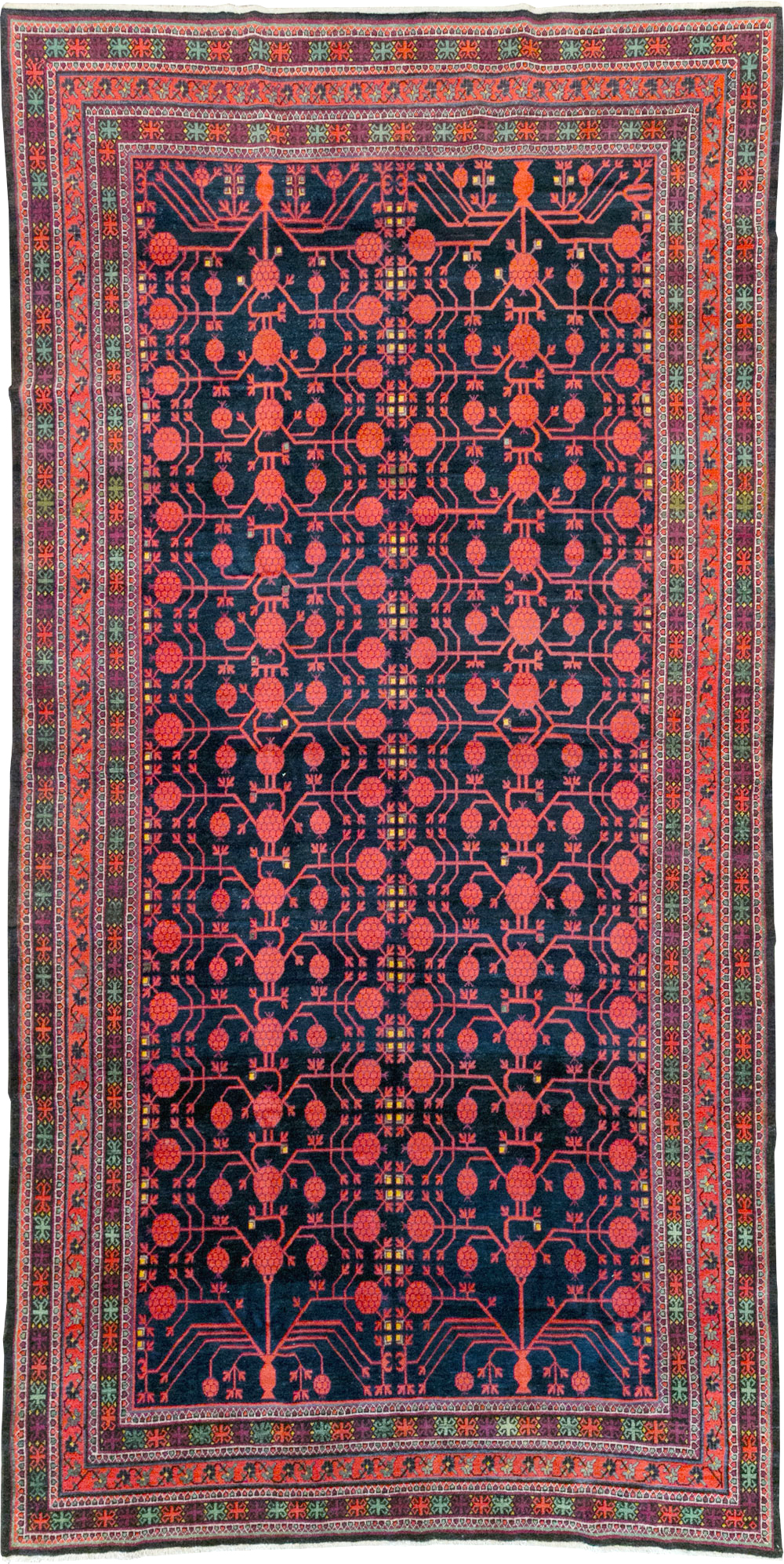 Antique East Turkestan Khotan Long and Narrow Gallery Carpet, No.32195 - Staging