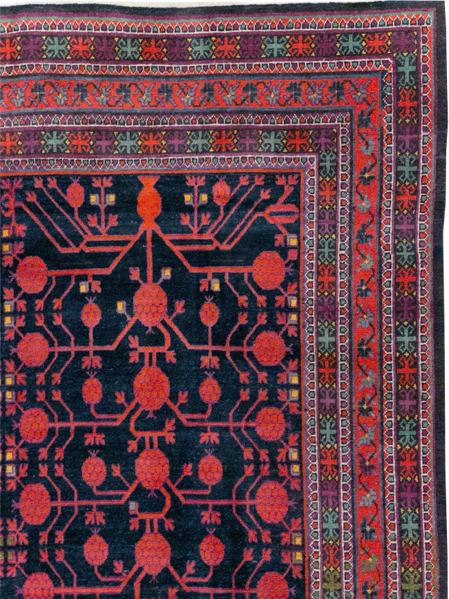 Antique East Turkestan Khotan Long and Narrow Gallery Carpet, No.32195 - Staging