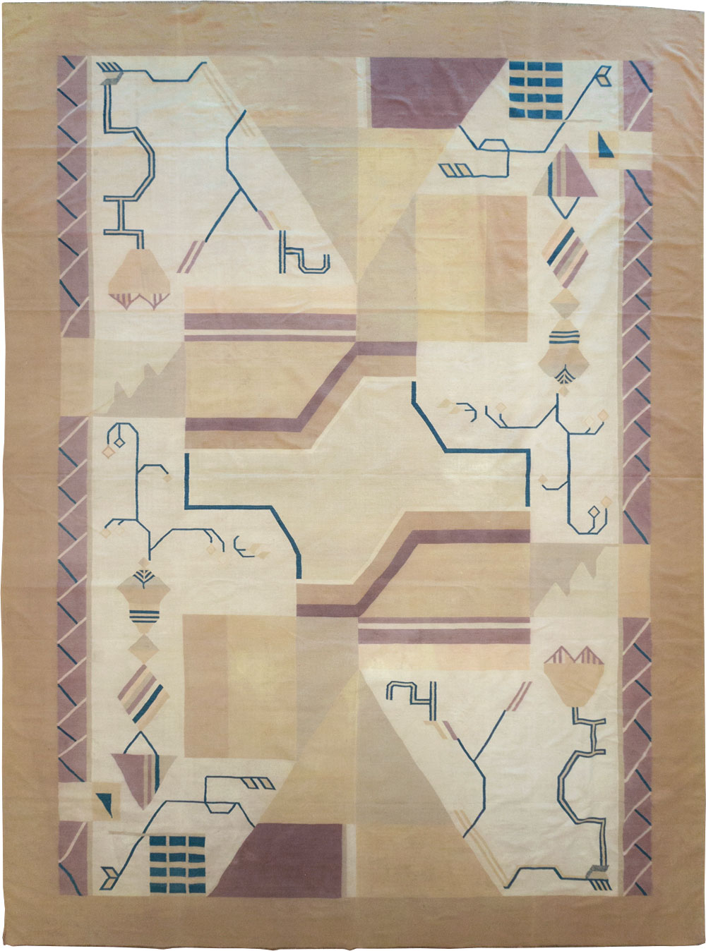 Vintage Indian Flatweave Dhurrie Oversize Carpet, No.32196 - Staging