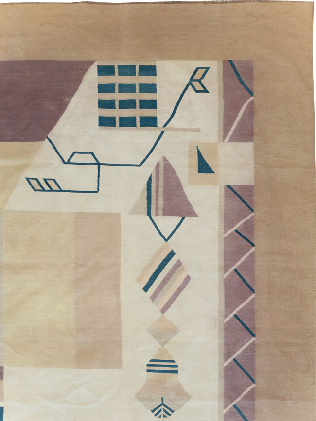 Vintage Indian Flatweave Dhurrie Oversize Carpet, No.32196 - Staging