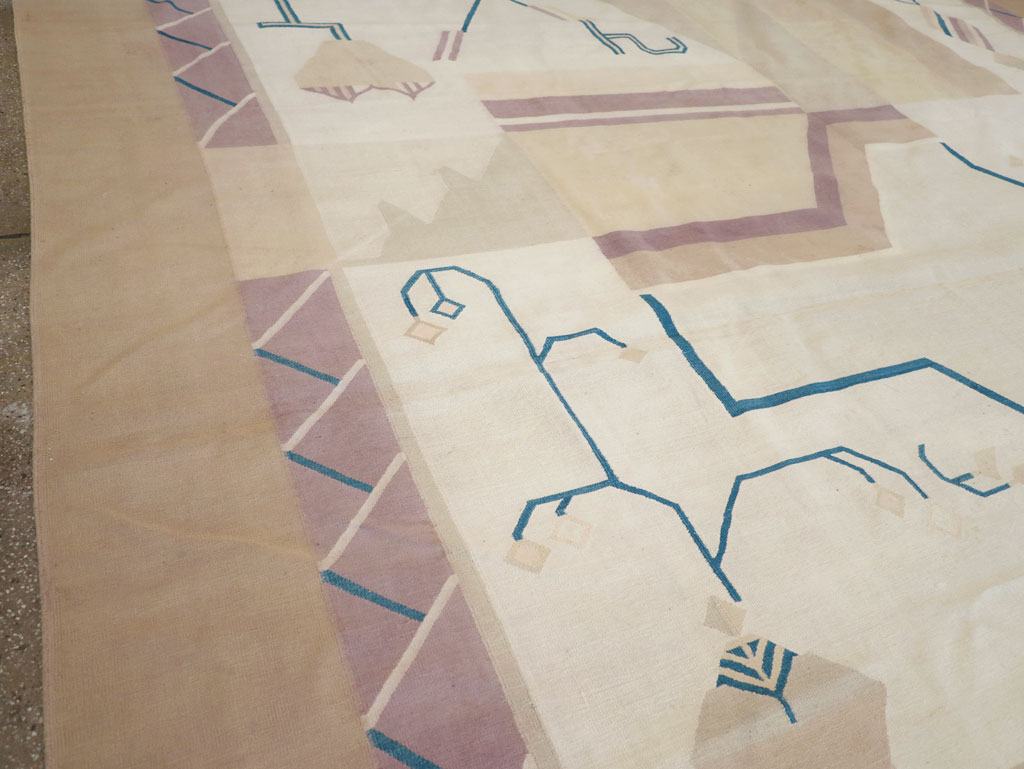 Vintage Indian Flatweave Dhurrie Oversize Carpet, No.32196 - Staging