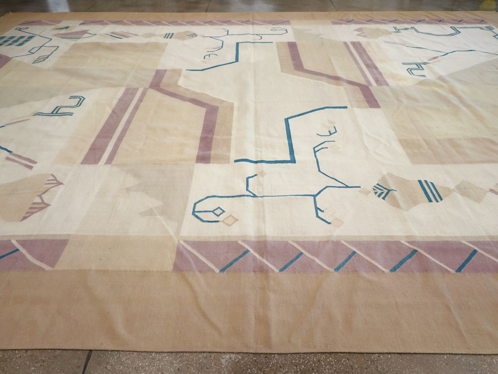 Vintage Indian Flatweave Dhurrie Oversize Carpet, No.32196 - Staging