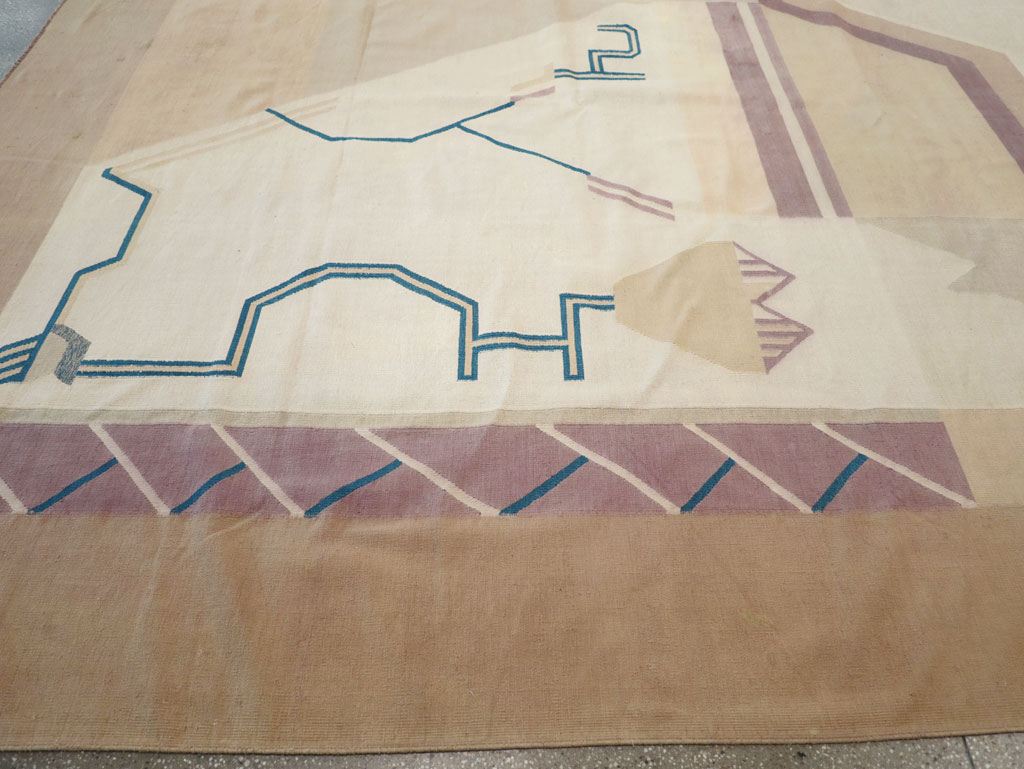 Vintage Indian Flatweave Dhurrie Oversize Carpet, No.32196 - Staging