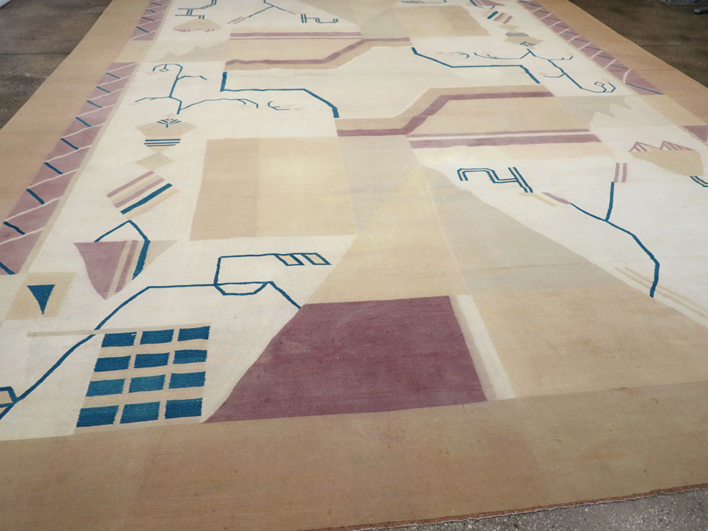 Vintage Indian Flatweave Dhurrie Oversize Carpet, No.32196 - Staging