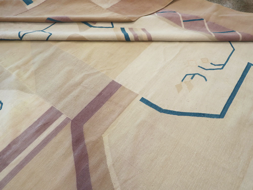 Vintage Indian Flatweave Dhurrie Oversize Carpet, No.32196 - Staging