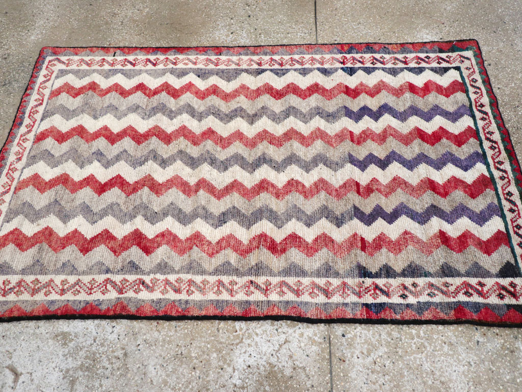 Vintage Persian Gabbeh Throw Rug, No.32198 - Staging