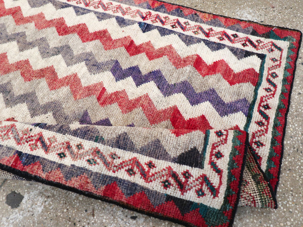 Vintage Persian Gabbeh Throw Rug, No.32198 - Staging
