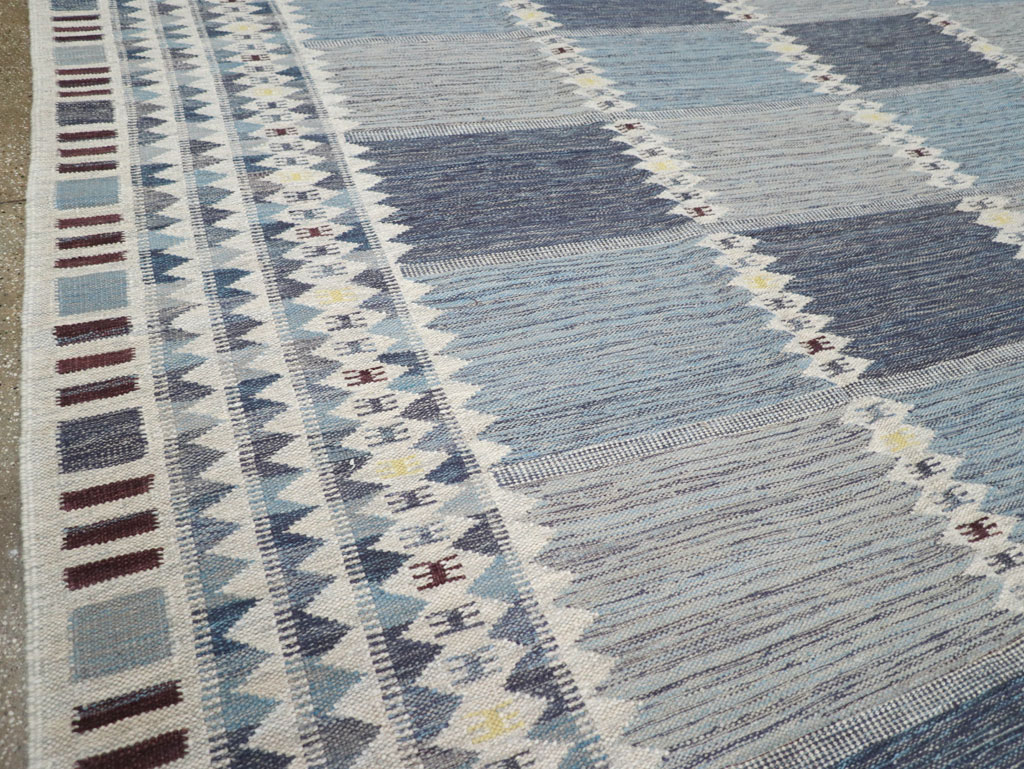 Swedish Inspired Modern Turkish Kilim Large Room Size Carpet, No.32199 - Staging