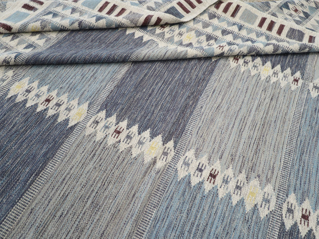 Swedish Inspired Modern Turkish Kilim Large Room Size Carpet, No.32199 - Staging
