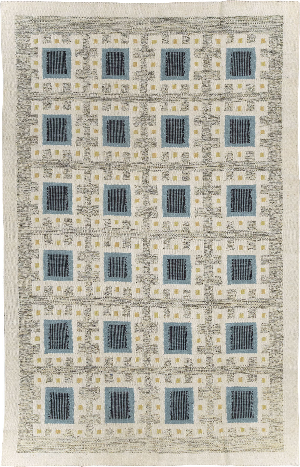 Swedish Inspired Contemporary Turkish Flatweave Accent Rug, No.32200 - Staging