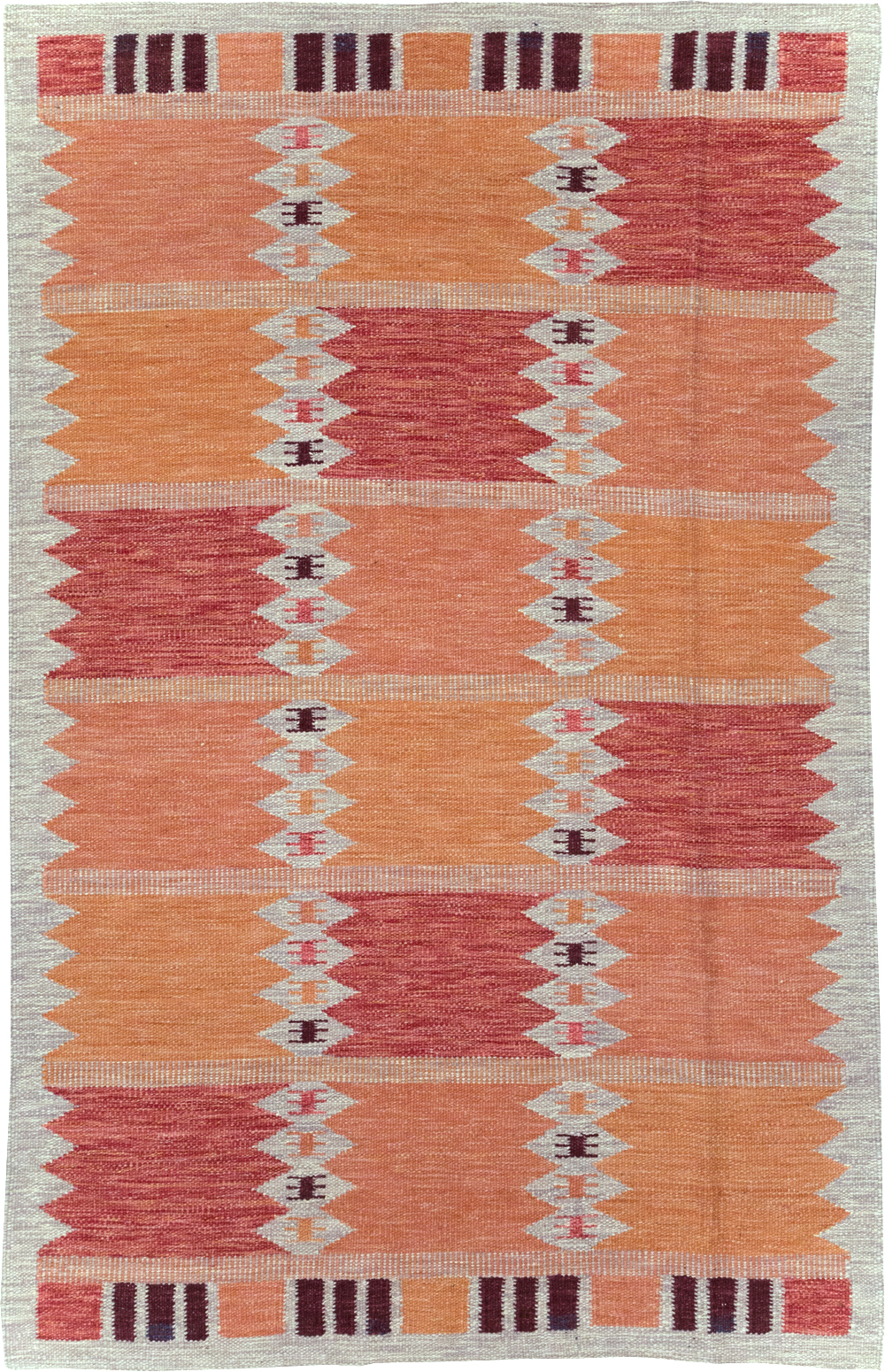 Swedish Inspired Contemporary Turkish Flatweave Accent Rug, No.32201 - Staging