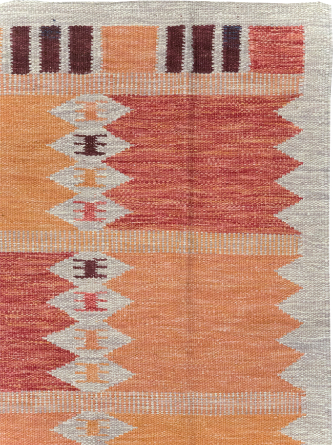 Swedish Inspired Contemporary Turkish Flatweave Accent Rug, No.32201 - Staging