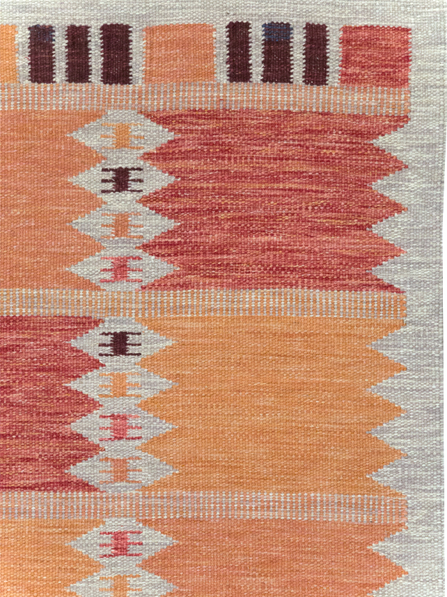 Swedish Inspired Contemporary Turkish Flatweave Accent Rug, No.32201 - Staging