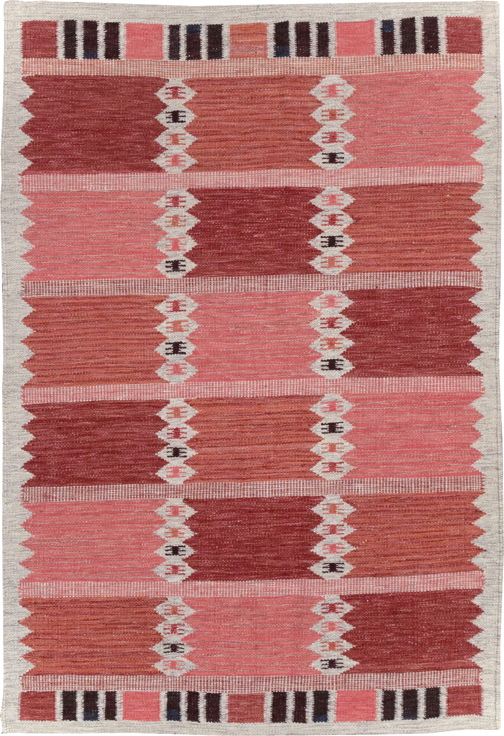 Swedish Inspired Modern Turkish Flatweave Rug, No.32202 - Staging