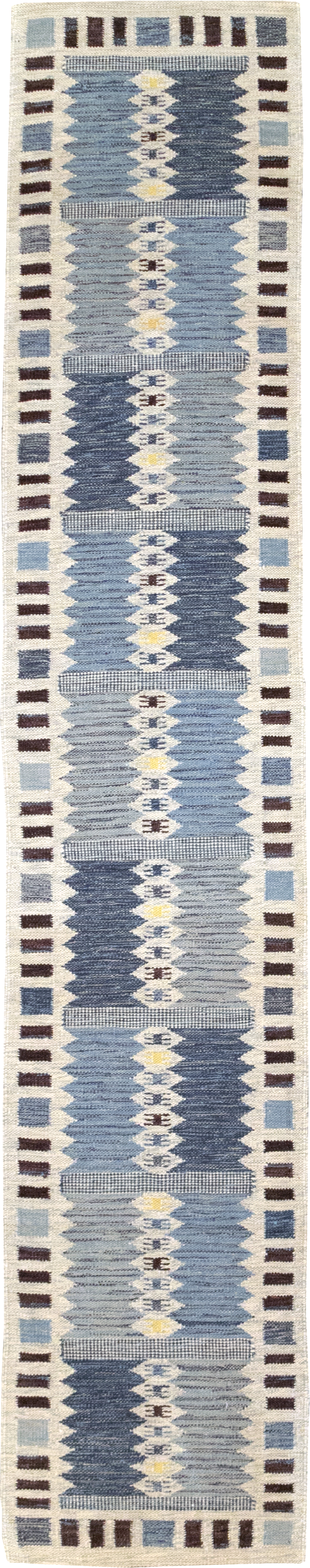 Swedish Inspired Contemporary Turkish Flatweave Runner, No.32203 - Staging