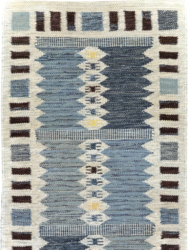 Swedish Inspired Contemporary Turkish Flatweave Runner, No.32203 - Staging