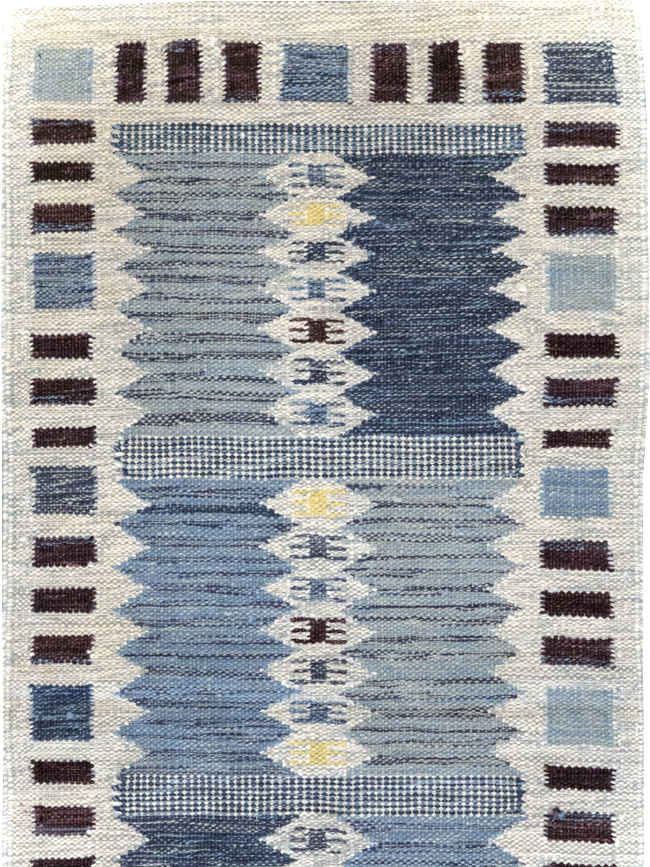 Swedish Inspired Contemporary Turkish Flatweave Runner, No.32203 - Staging