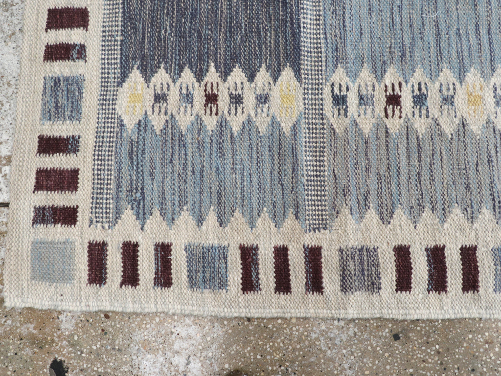 Swedish Inspired Contemporary Turkish Flatweave Runner, No.32203 - Staging
