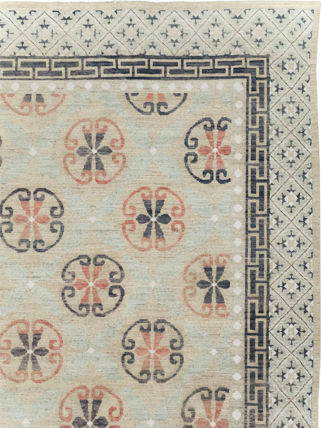 Modern East Turkestan Khotan Large Room Size Carpet, No.32206 - Staging